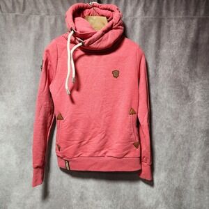 womens NAKETANO sun-washed Red Hoodie Sweatshirt pullover Size M rope drawstring